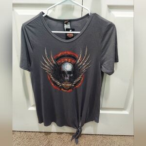 NWT Harley-Davidson Women's Dark Gray Skull Graphic Tee